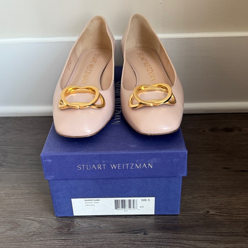 Stuart Weitzman Blush Flats with Gold Detail